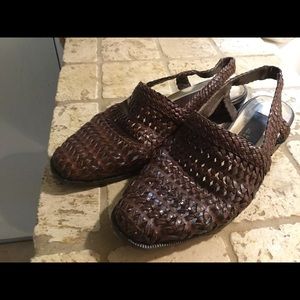 Woven Sandles sling backs size 7 brown low heel